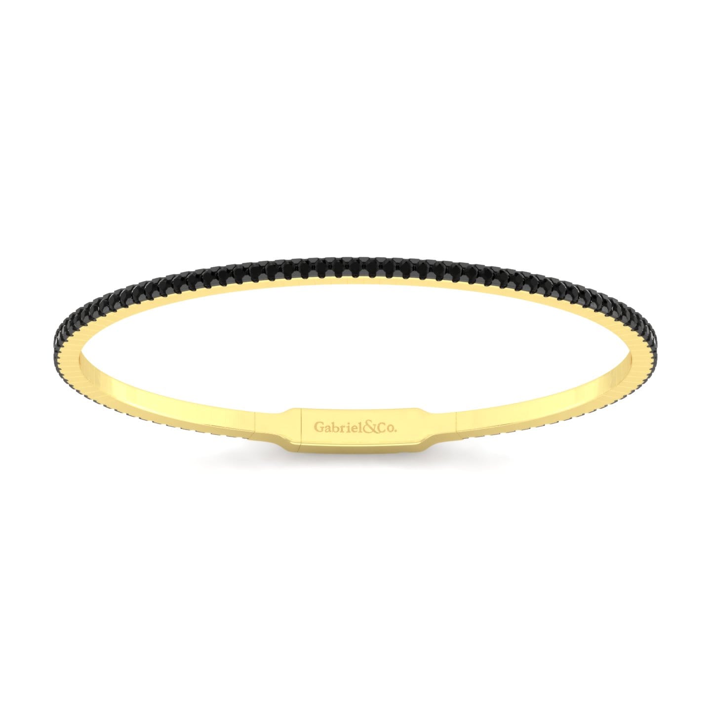 14K Yellow Gold Black Diamond Bangle - 1.25 ct - Shot 1