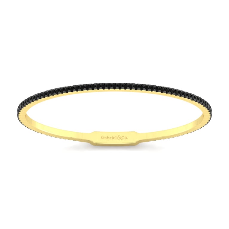 14K Yellow Gold Black Diamond Bangle - 1.25 ct - Shot 1
