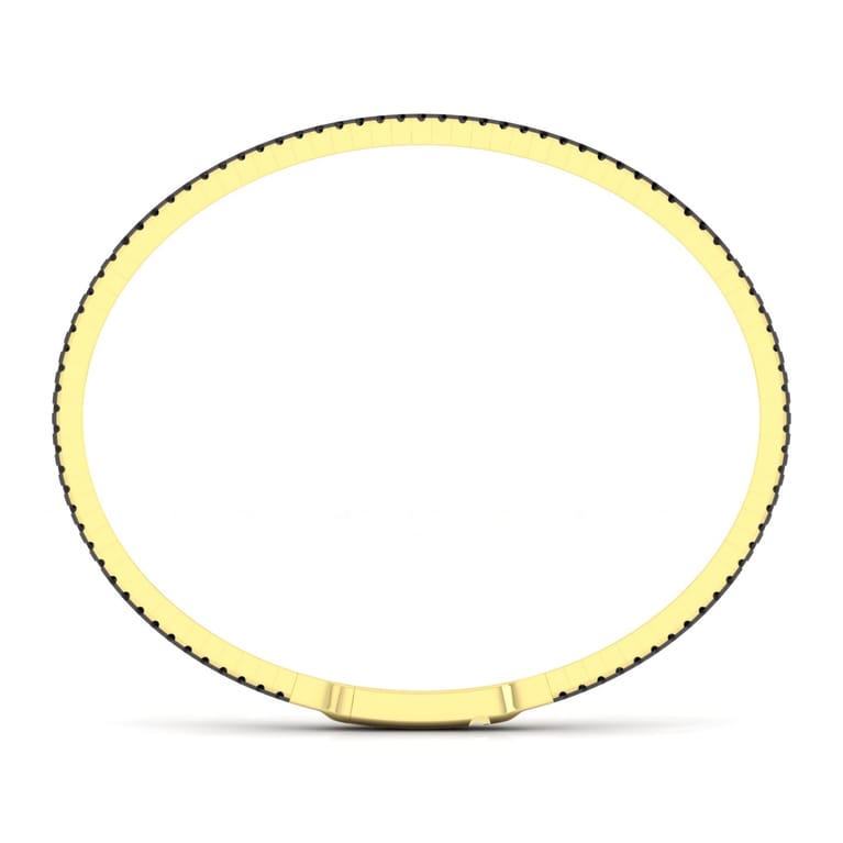 14K Yellow Gold Black Diamond Bangle - 1.25 ct - Shot 2