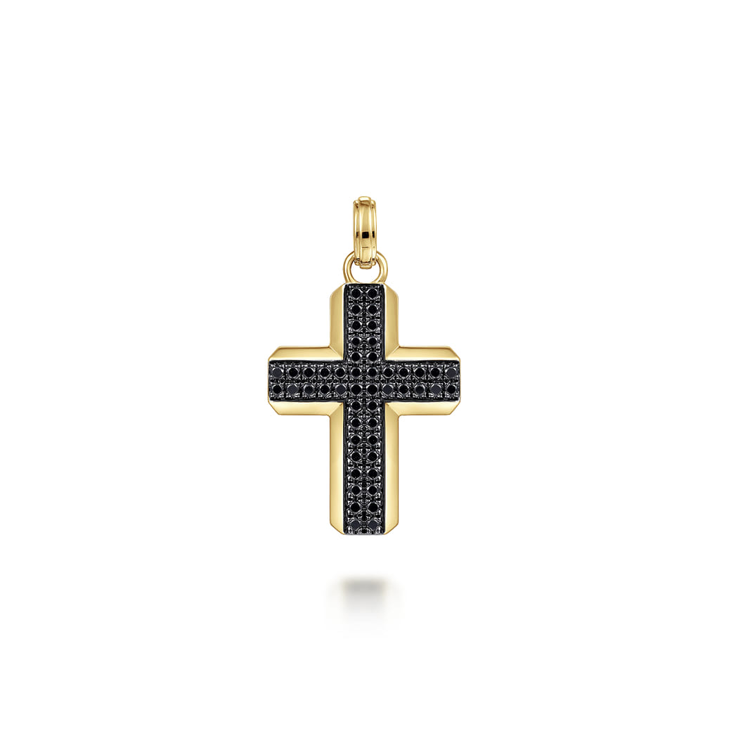 14K Yellow Gold Black Diamond Cross Pendant Shop Jewelry
