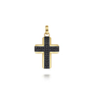 14K Yellow Gold Black Diamond Cross Pendant