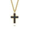 14K Yellow Gold Black Diamond Cross Pendant - 0.75 ct