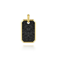 14K Yellow Gold Black Diamond Dog Tag Pendant