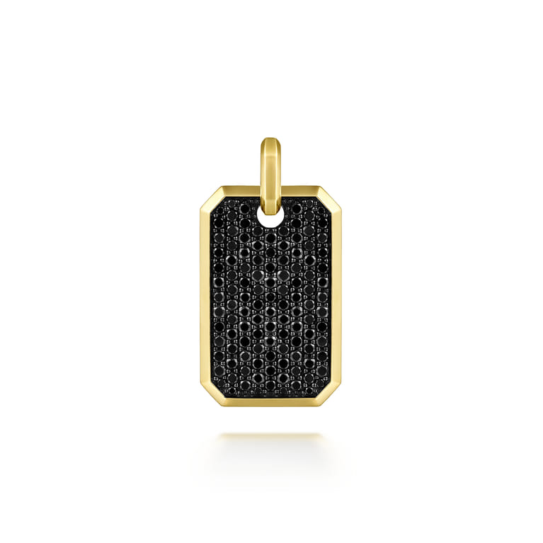 14K Yellow Gold Black Diamond Dog Tag Pendant - 3.48 ct - Shot 1