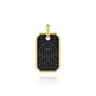 14K Yellow Gold Black Diamond Dog Tag Pendant - 3.48 ct
