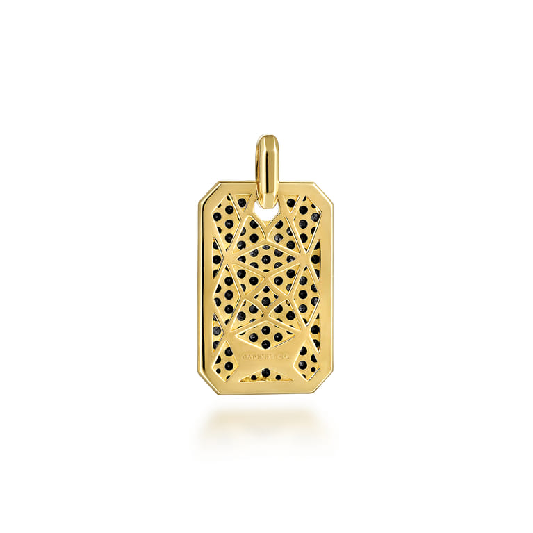 14K Yellow Gold Black Diamond Dog Tag Pendant - 3.48 ct - Shot 2
