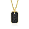 14K Yellow Gold Black Diamond Dog Tag Pendant - 3.48 ct