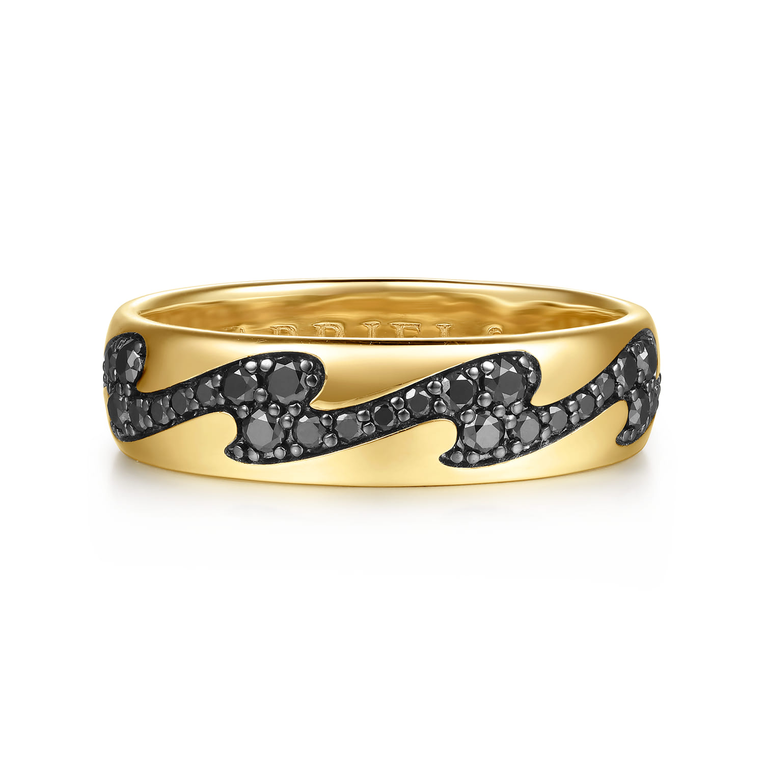 14K Yellow Gold Black Diamond Men's Ring in High Polish Finish - 0.93 ct - Shot 1