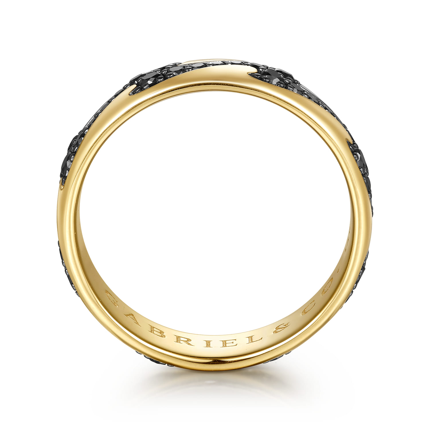 14K Yellow Gold Black Diamond Men's Ring in High Polish Finish - 0.93 ct - Shot 2