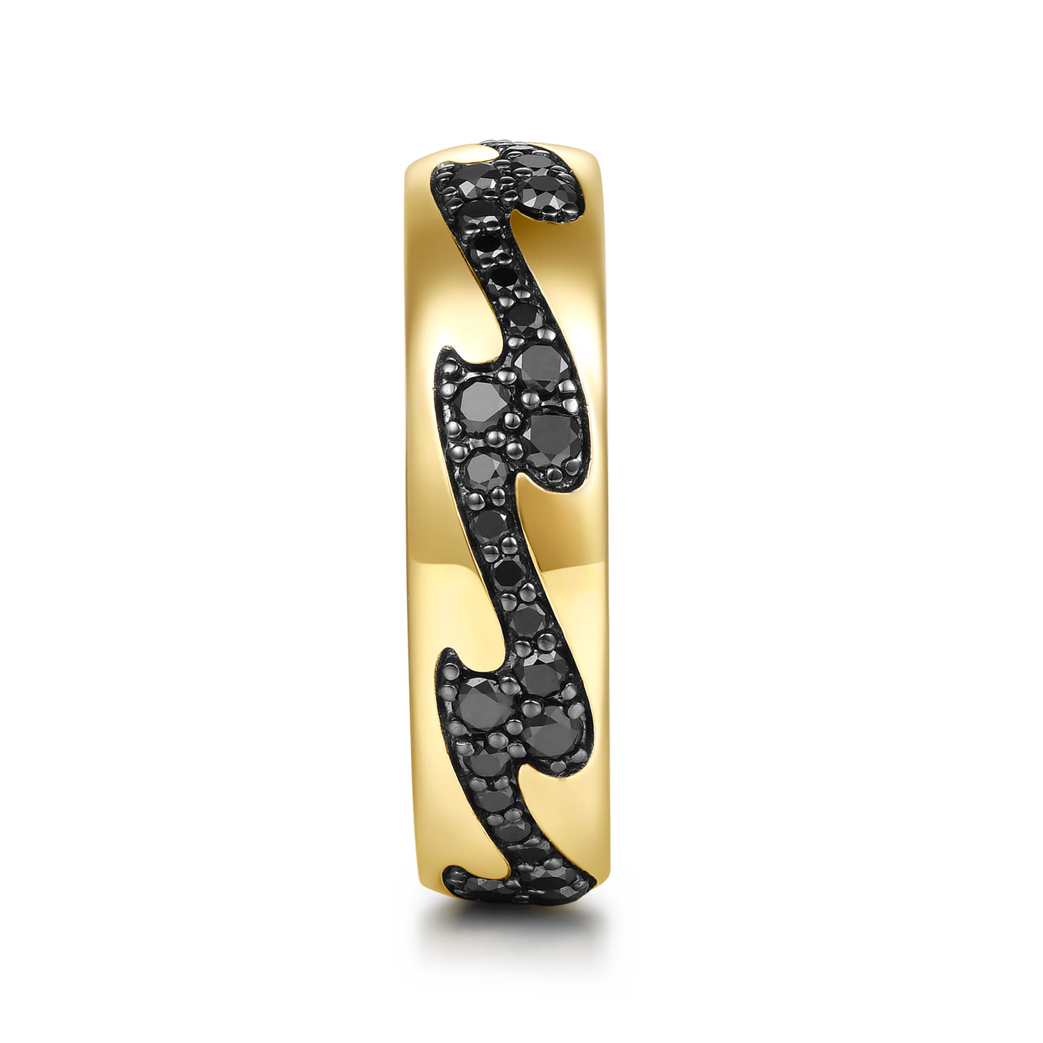 14K Yellow Gold Black Diamond Men's Ring in High Polish Finish - 0.93 ct - Shot 4