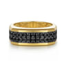 14K Yellow Gold Black Diamond Mens Ring in High Polish Finish - 1.1 ct