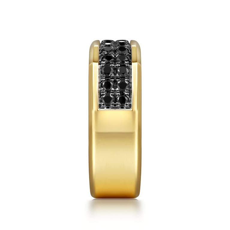 14K Yellow Gold Black Diamond Mens Ring in High Polish Finish - 1.1 ct - Shot 4