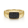 14K Yellow Gold Black Diamond Mens Ring in High Polished Finish - 0.32 ct