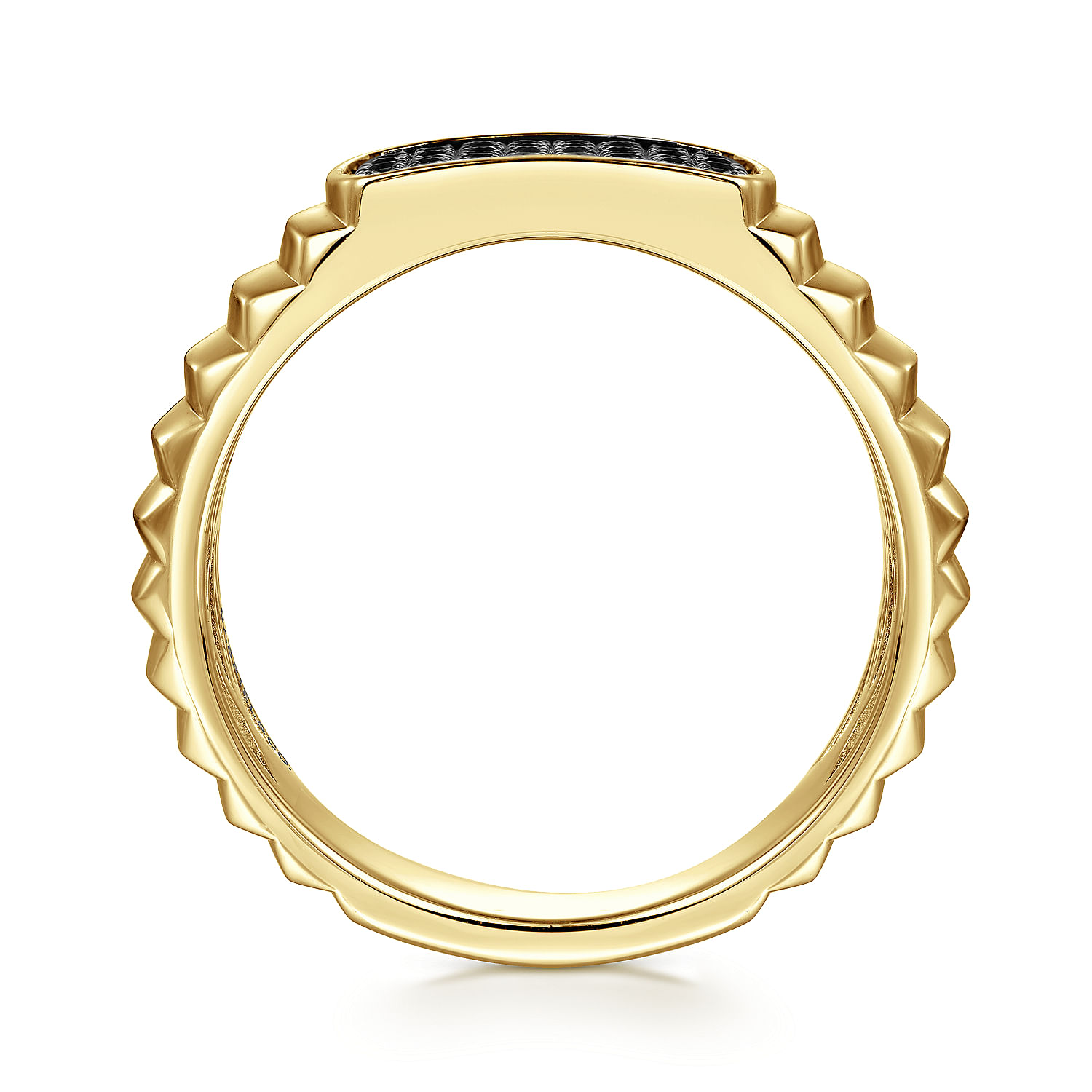 14K Yellow Gold Black Diamond Mens Ring in High Polished Finish - 0.32 ct - Shot 2