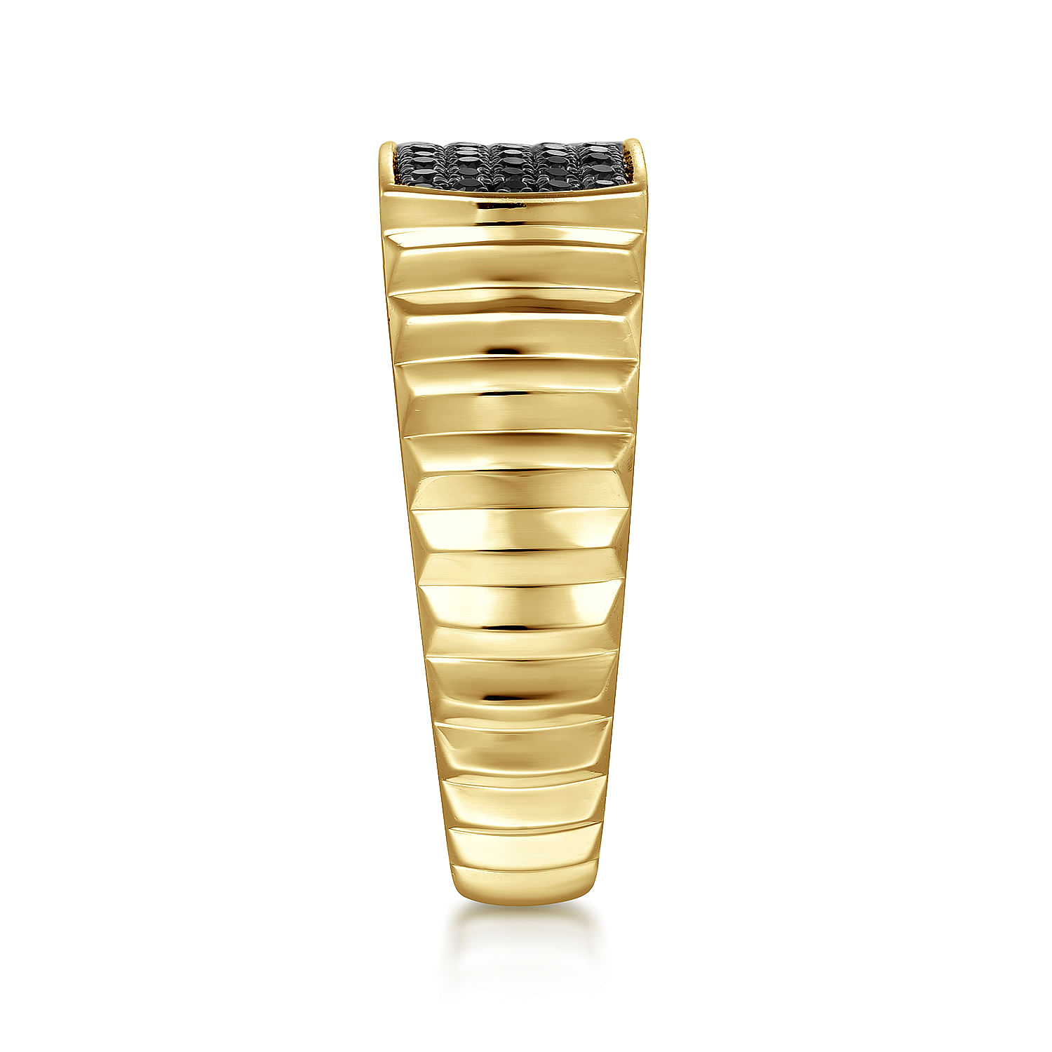 14K Yellow Gold Black Diamond Mens Ring in High Polished Finish - 0.32 ct - Shot 4