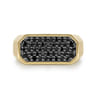 14K Yellow Gold Black Diamond Pave Men's Ring in High Polish Finish - 0.87 ct