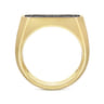 14K Yellow Gold Black Diamond Pave Men's Ring in High Polish Finish - 0.87 ct