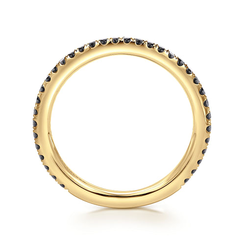 14K Yellow Gold Black Diamond Stackable Ring - 0.3 ct - Shot 2