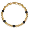14K Yellow Gold Black Diamond and 6mm Yellow Gold Beaded Mens Bracelet - 2.5 ct