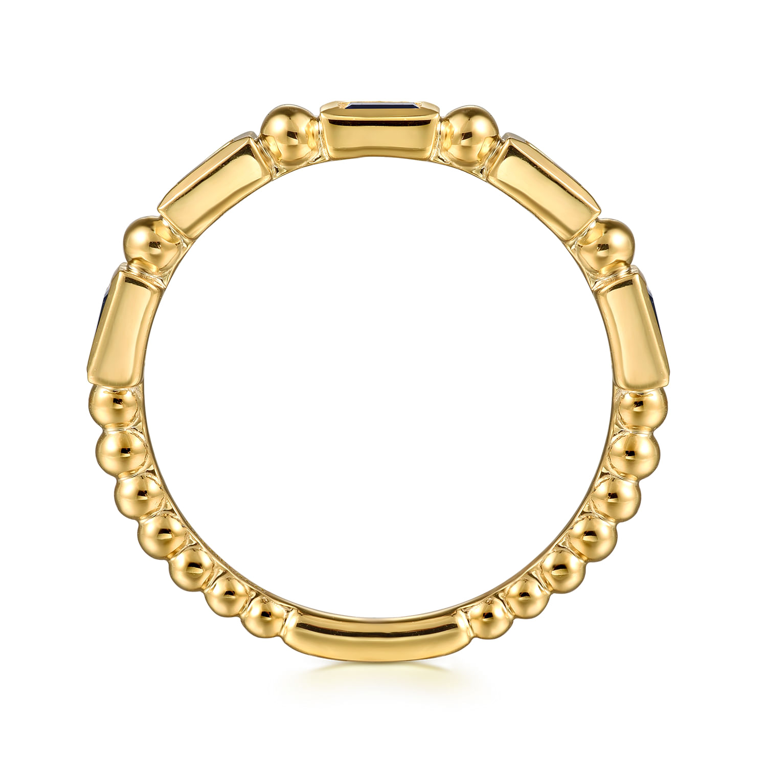 14K Yellow Gold Blue Sapphire Geometric Stackable Ring