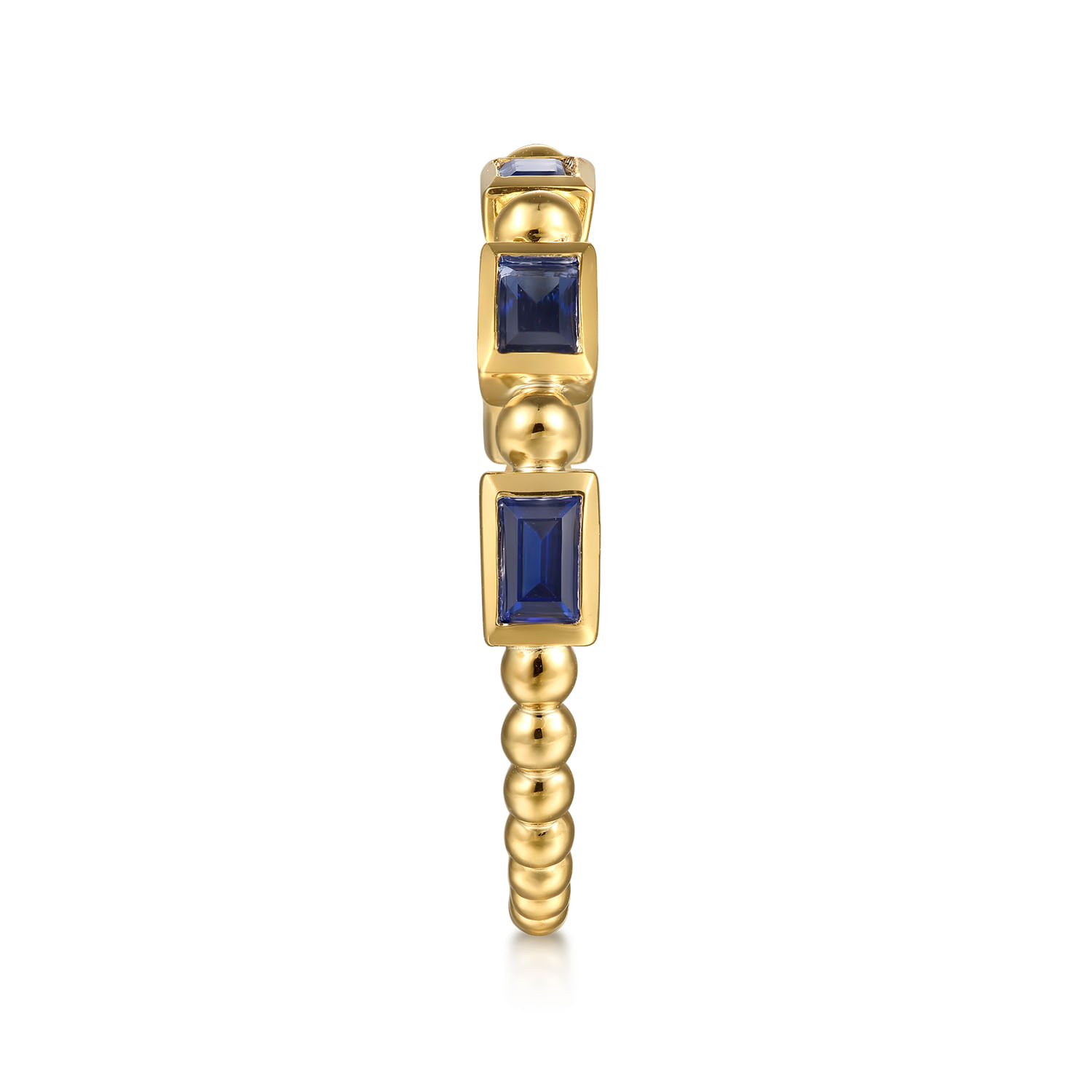 14K Yellow Gold Blue Sapphire Geometric Stackable Ring