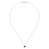 14K Yellow Gold Blue Sapphire and Diamond Halo Pendant Necklace