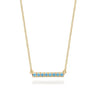 14K Yellow Gold Blue Topaz Bar Necklace