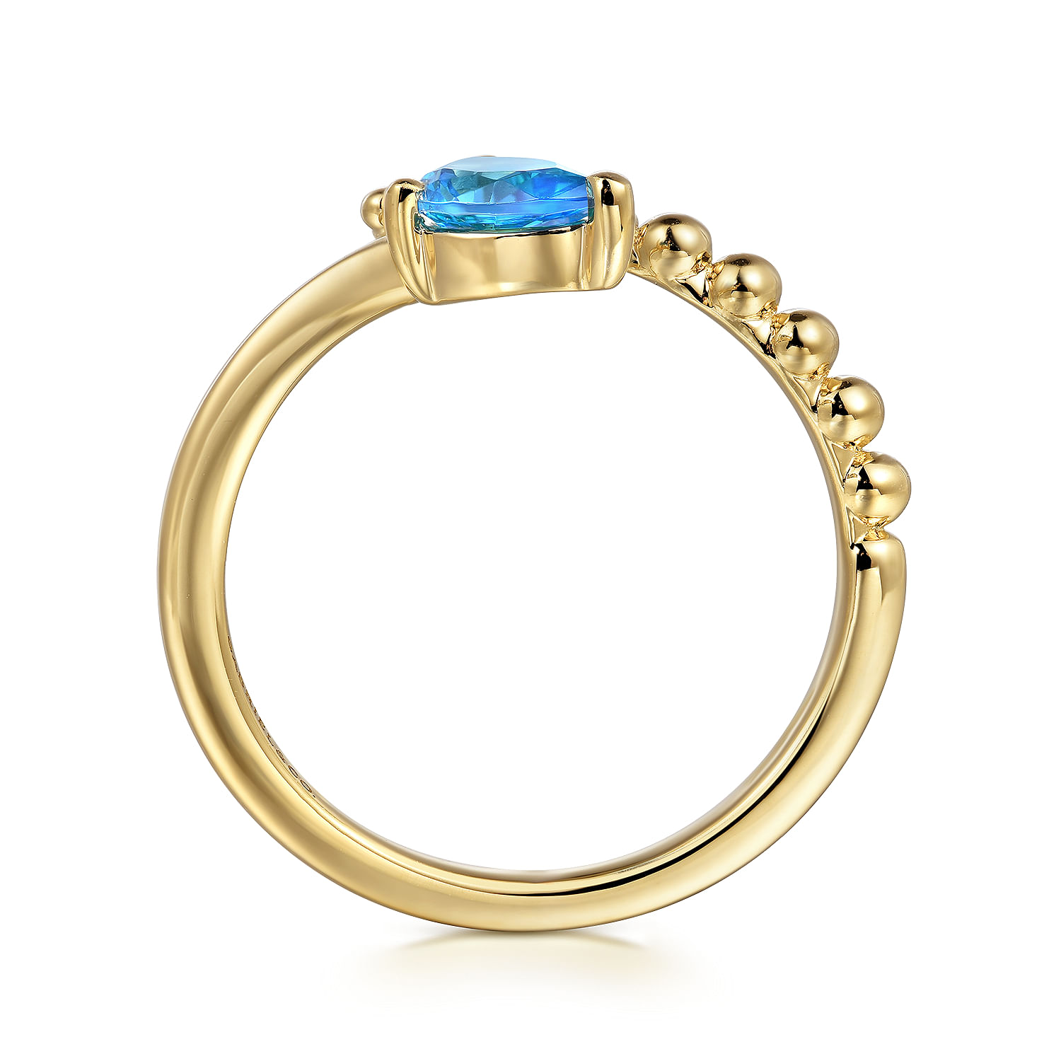 14K Yellow Gold Blue Topaz Bujukan Bypass Ladies Ring