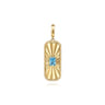 14K Yellow Gold Blue Topaz Bujukan Diamond Cut Medallion Pendant With Detachable Bail