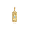 14K Yellow Gold Blue Topaz Bujukan Diamond Cut Medallion Pendant With Detachable Bail