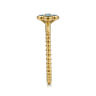 14K Yellow Gold Blue Topaz Cluster Clover and Bujukan Bead Stackable Ring