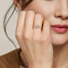 14K Yellow Gold Blue Topaz Cluster Clover and Bujukan Bead Stackable Ring