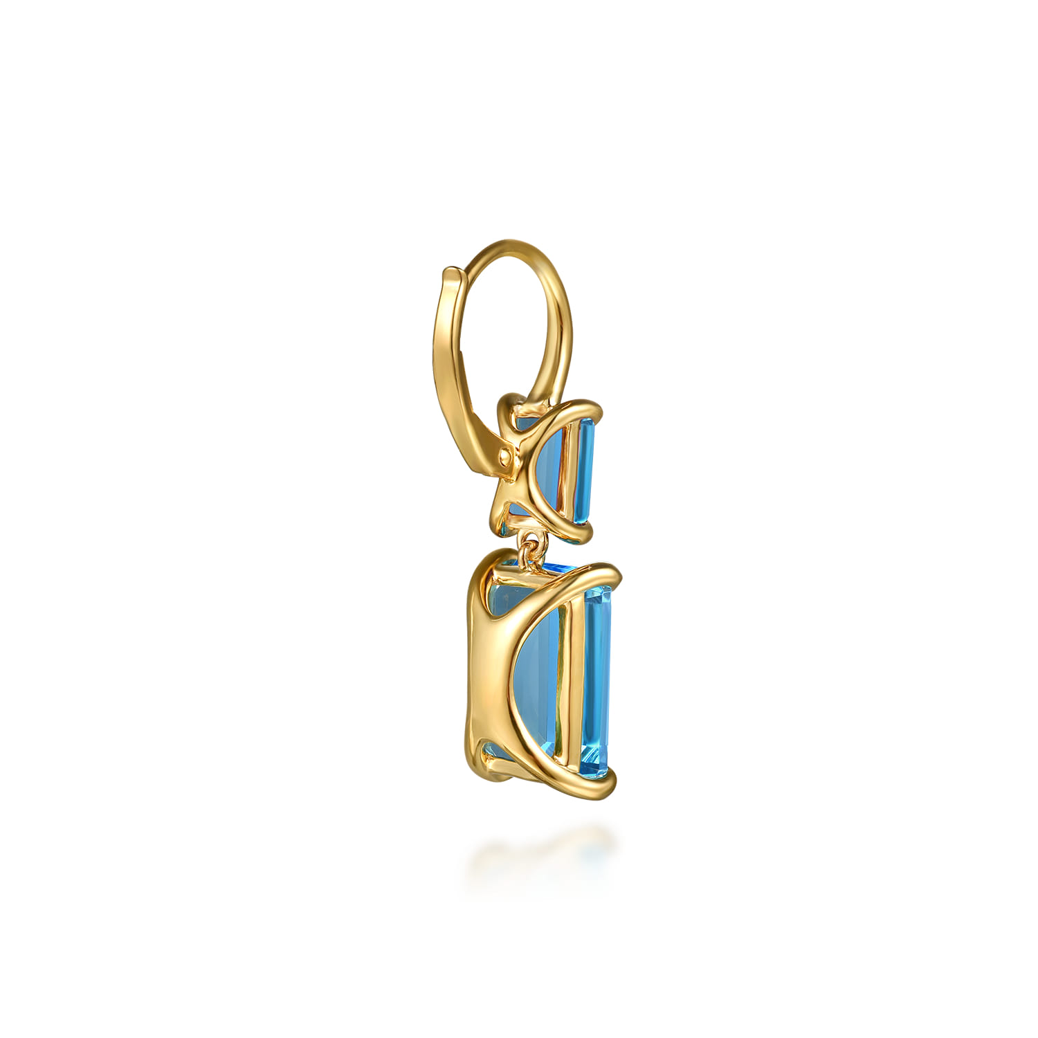 14K Yellow Gold Blue Topaz Drop Earrings - Shot 3
