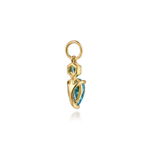 14K Yellow Gold Blue Topaz Earring Charm