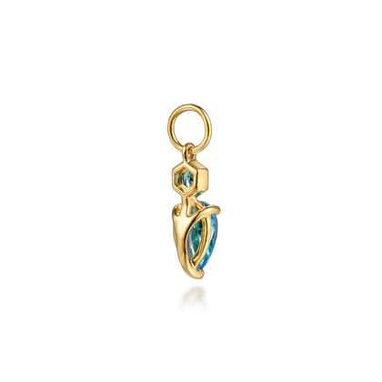 14K Yellow Gold Blue Topaz Earring Charm