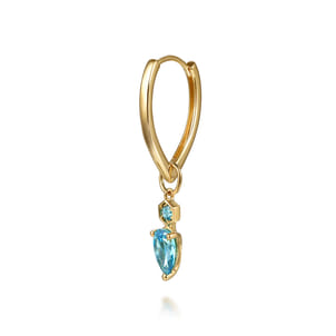 14K Yellow Gold Blue Topaz Earring Charm