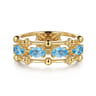 14K Yellow Gold Blue Topaz Easy Stackable Ring