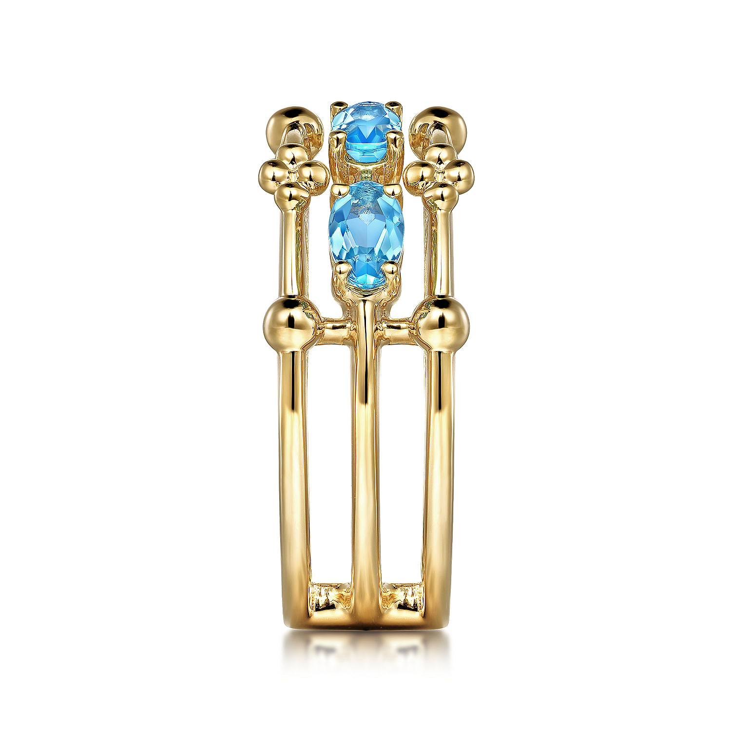 14K Yellow Gold Blue Topaz Easy Stackable Ring
