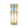 14K Yellow Gold Blue Topaz Easy Stackable Ring