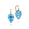 14K Yellow Gold Blue Topaz Flat Pear Earrings