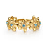 14K Yellow Gold Blue Topaz Flower Stackable