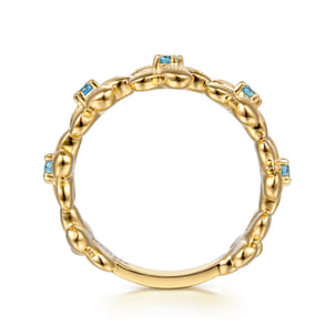 14K Yellow Gold Blue Topaz Flower Stackable