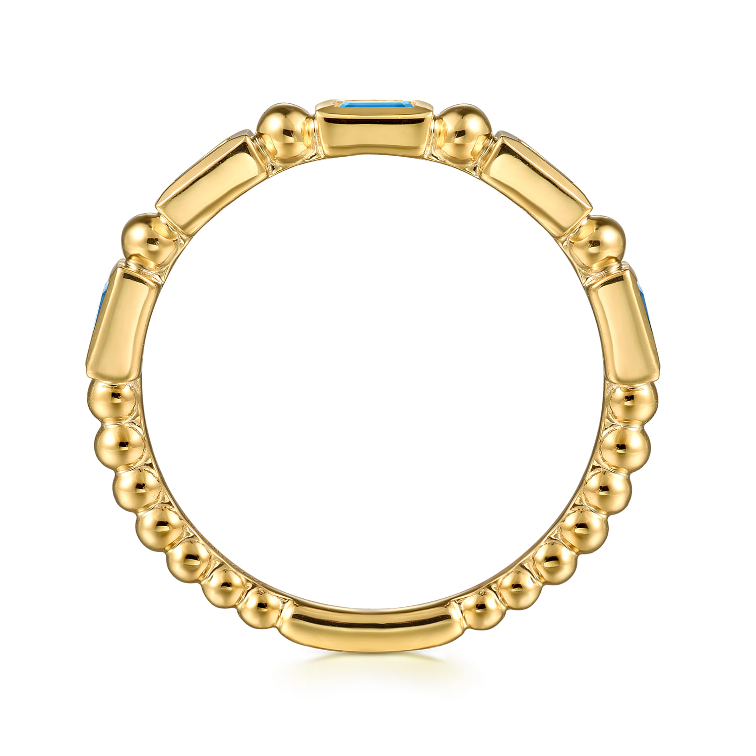 14K Yellow Gold Blue Topaz Geometric Stackable Ring - Shot 2