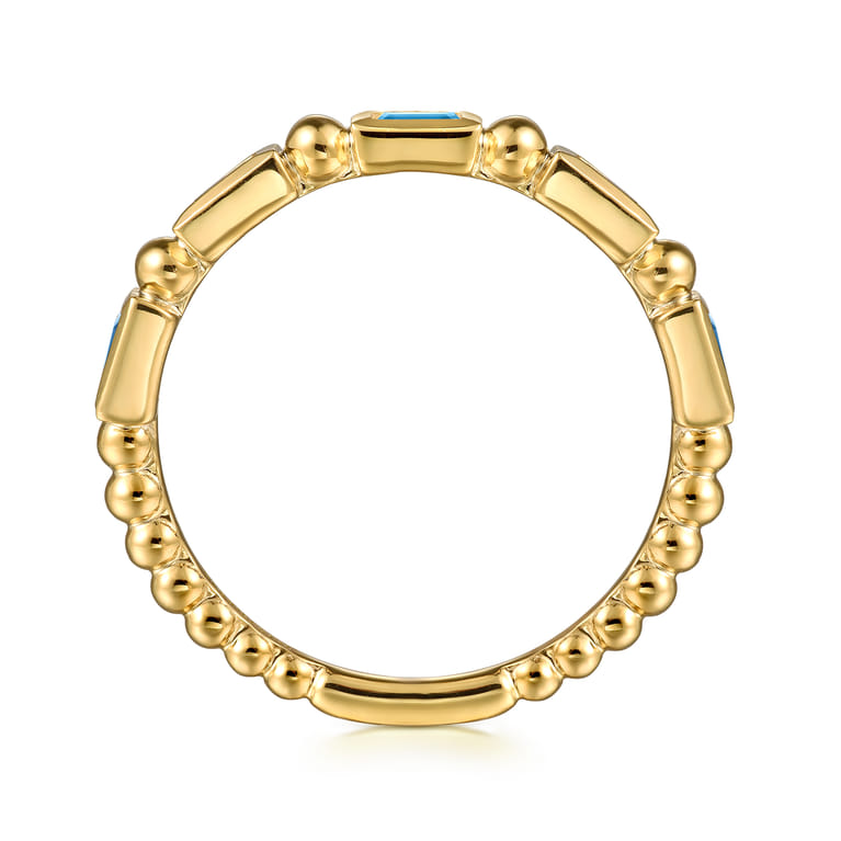 14K Yellow Gold Blue Topaz Geometric Stackable Ring - Shot 2