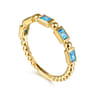 14K Yellow Gold Blue Topaz Geometric Stackable Ring