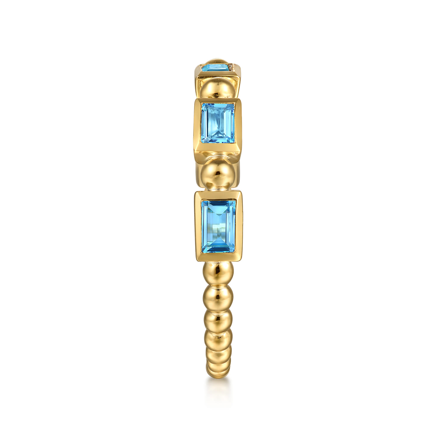 14K Yellow Gold Blue Topaz Geometric Stackable Ring - Shot 4