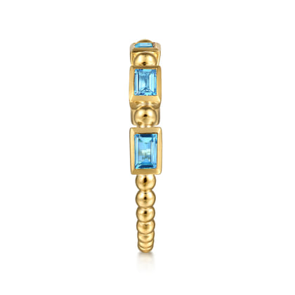 14K Yellow Gold Blue Topaz Geometric Stackable Ring