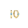 14K Yellow Gold Blue Topaz Huggie