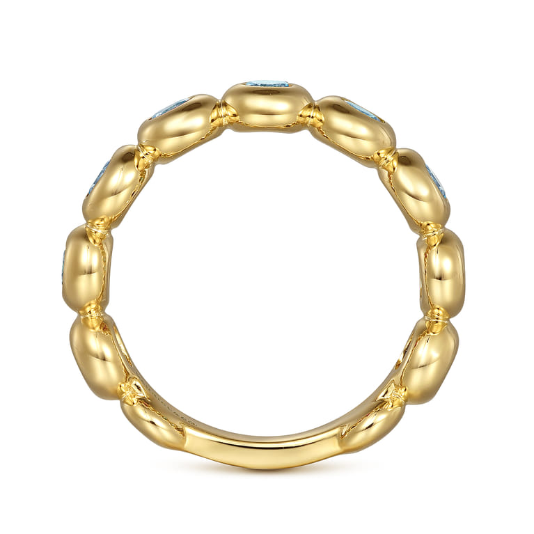 14K Yellow Gold Blue Topaz Ladies Ring - Shot 2