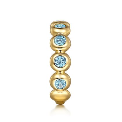 14K Yellow Gold Blue Topaz Ladies Ring